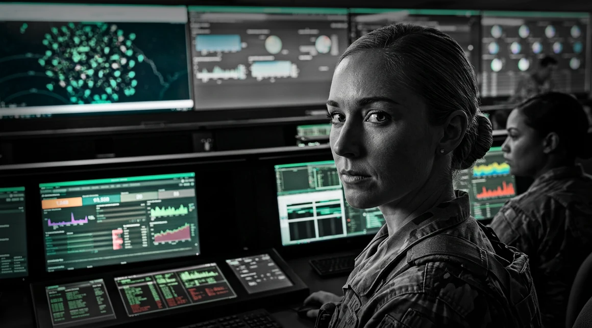 Cyber threat intelligence analyst at work in a security operations center
