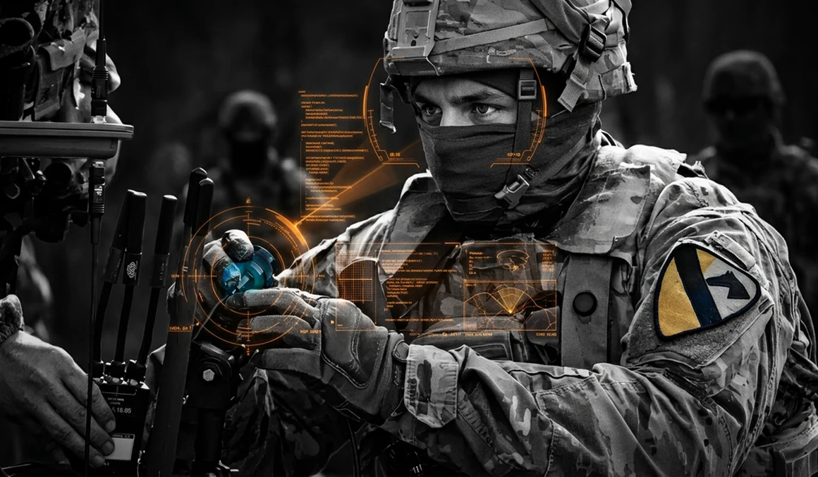 Cyber operator developing a target with a heads-up targeting overlay